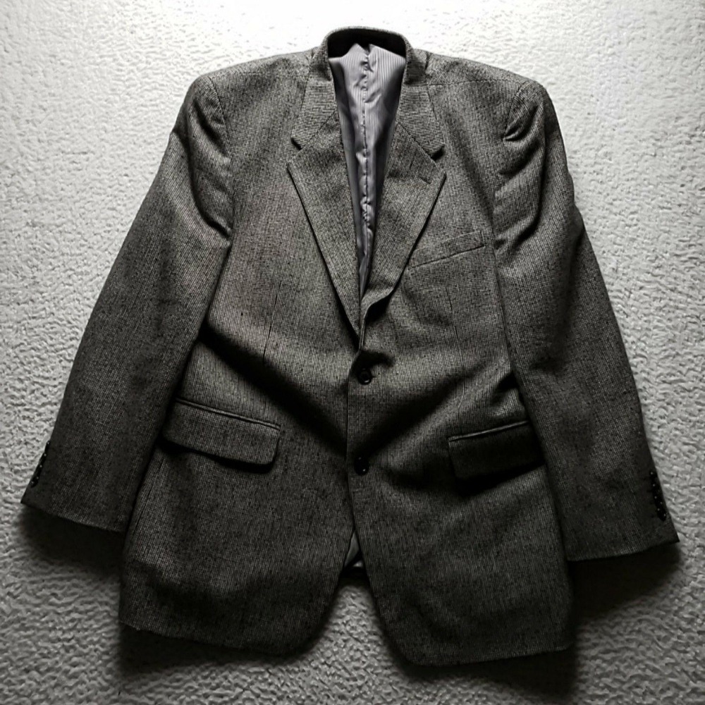 Alan Flusser Blazer Mens 46R Gray Lambswool Cashmere Tweed Sport Coat Jacket
